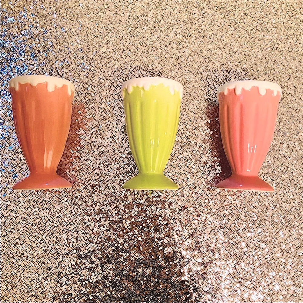 Ceramic ice cream sundae trio of cups